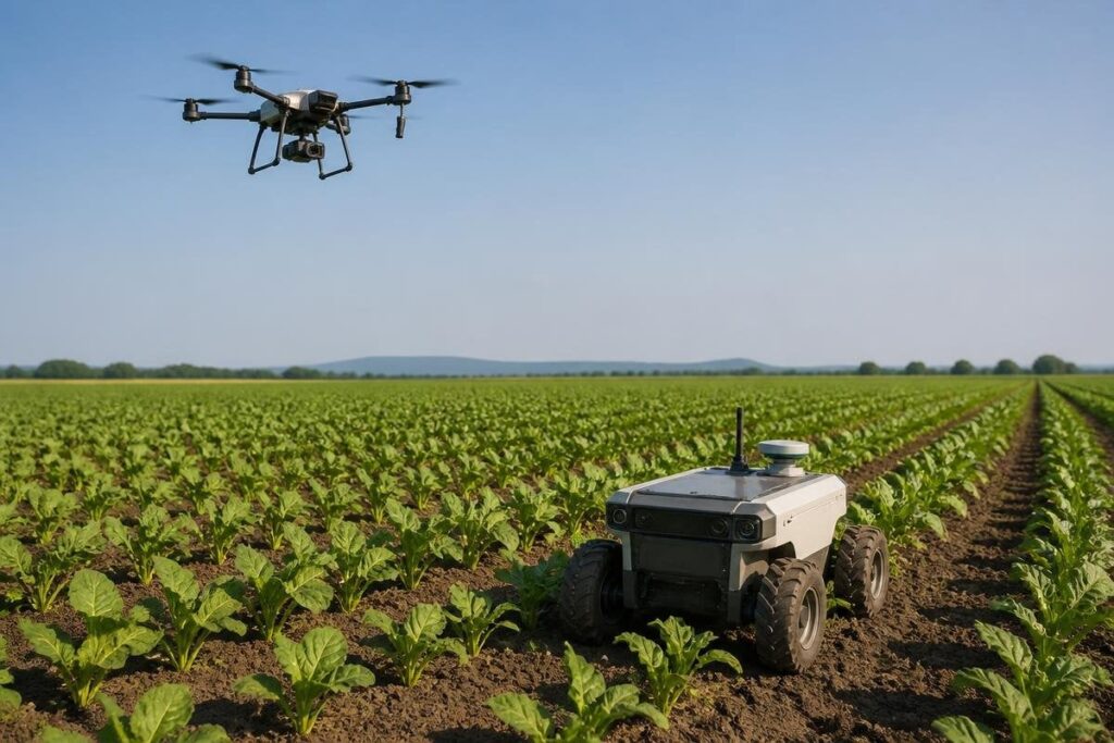 How drones and ground robots share farm work